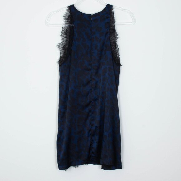 Zara W&B Collection Leopard Satin Lace Trim Sheath Mini Dress Womens Size Medium - Picture 6 of 8